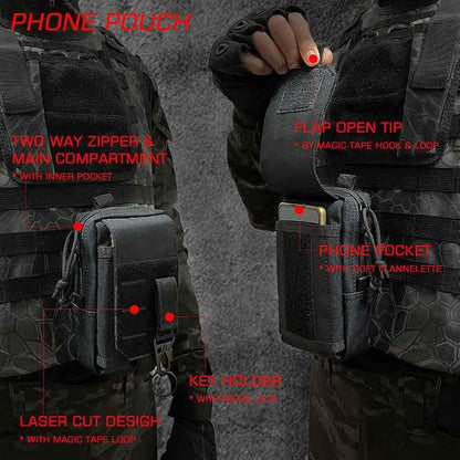 Molle Seat Back Organizer with 5 Pouches, Tactical Seat Covers, Molle Tactical Vehicle Organizers Panel Car Seat Covers Protector for Truck