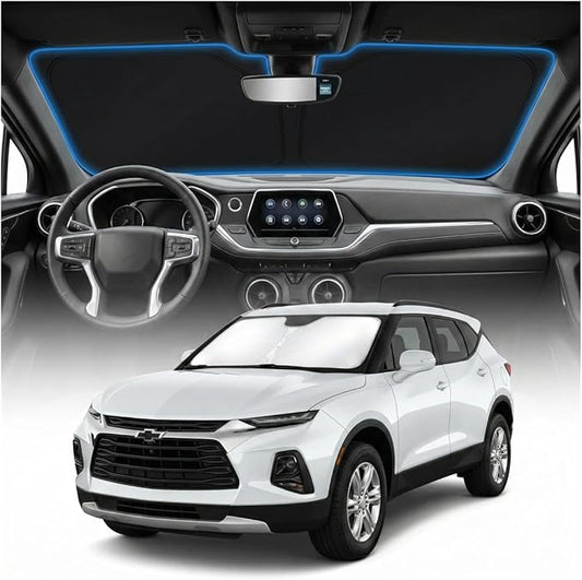for Chevy Blazer Sun Shade Windshield Cover - Custom Fit Blazer Accessories 2019-2023 Sunshade Foldable UV Protection & Heat Shield Sun Visor Accessories
