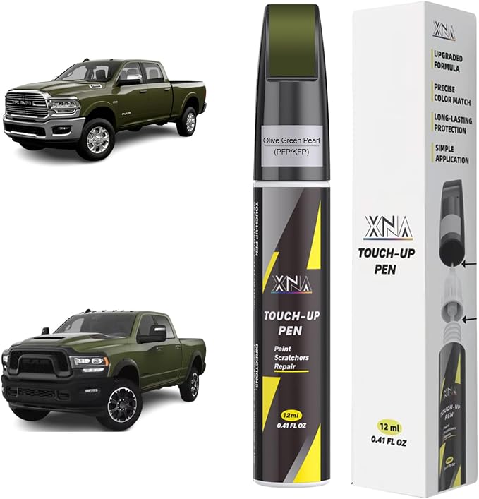 XNA Olive Green Pearl(PFP/KFP) for Dodge Ram Touch Up Paint, 2 in 1 Car Scratch Remover with Pen Tip and Brush, Exact Color-Matched for Car Paint Scratch Repair, Quick & Easy Fix Chips and Nicks