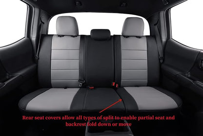 coverdream Tacoma Seat Covers Custom Fit for 2005-2011 Toyota Tacoma Double Cab/Crew Cab(TRD Sport Seats),Fully Covered Waterproof Faux Leather Truck Seat Protector-Full Set(Black/Gray)