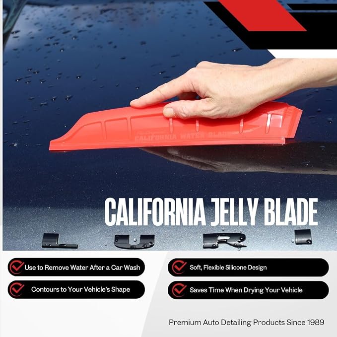 California Car Duster Jelly Blade Flexible Silicone Auto Drying Tool in Red 20083