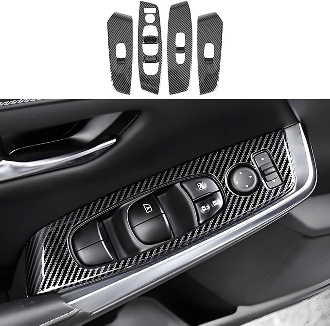 Car Door Power Window Lift Switch Protection Decor Panel for Nissan Sentra 2020 2021 2022 2023 2024 2025 Auto Interior Accessories Armrest Side Pull Handle Trim Cover Carbon Fiber Style 4Pcs