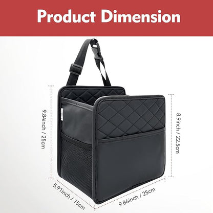 Witaxima Upgrade Car Seat Organizer Backseat with Storage Pockets, Multipurpose Car Organizer Hanging, Car Trash Bag Can,Premium PU Leather Garbage Can 2.14 Gallon Large Capacity, Black.