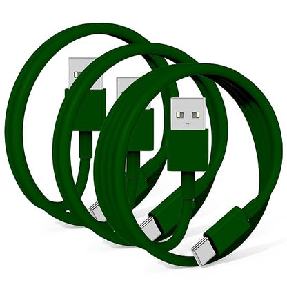 3-Pack Green [3.3FT+3.3FT+6FT] USB A to USB C Cable，USB to USB C Car Carplay Cable for iPhone 16 15 Pro Plus Pro Max，for iPad Pro/Air/Mini，for Samsung S24/S23/S22/S21，for MacBook Pro/Air and More