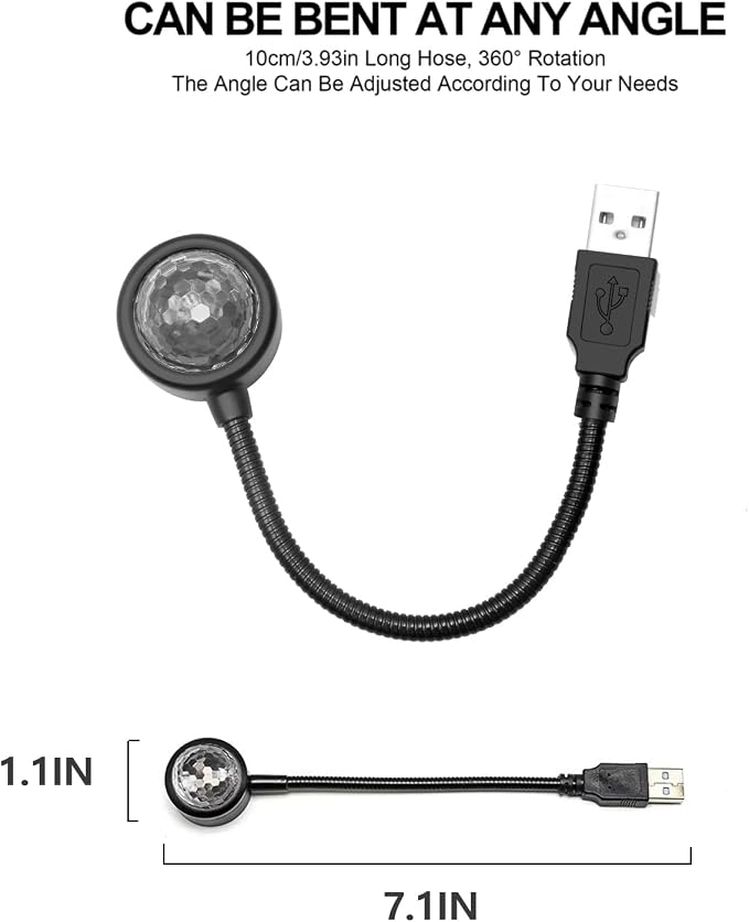 USB Projector Night Light,4 Colors & 9 Functional Modes Car Roof Lights,Flexible Adjustable Interior Starlight Lamps, Portable LED Atmosphere Lights for Auto Decor,Bedroom,Ceiling, Party