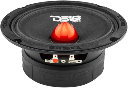 DS18 PRO-GM6B Loudspeaker - 6.5", Midrange, Red Aluminum Bullet, 480W Max, 140W RMS, 8 Ohms - Premium Quality Audio Door Speakers for Car or Truck Stereo Sound System (1 Speaker)