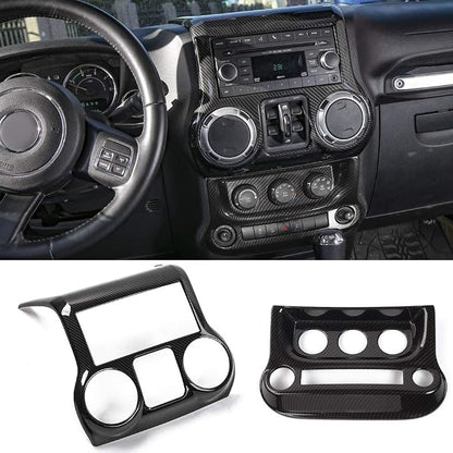 RT-TCZ for Jeep JK Interior Trim Kit Black, JKU Center Console Dashboard Panel Trim Cover for Jeep Wrangler JK JKU 2011-2017 Black ABS Carbon Fiber Interior Accessories 10pcs