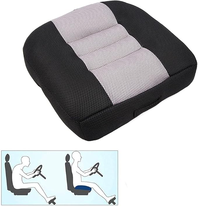 Srutirbo Car Booster Seat Cushion Raise The Height for Short People Driving Hip (Tailbone) and Lower Cack Fatigue Relief Suitable for Trucks, Cars, SUVs, Office Chairs, Wheelchairs (Black and Gray)
