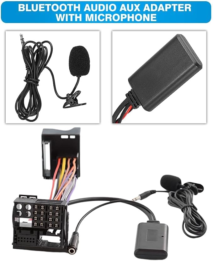 Audio Aux Adapter with Microphone, Audio AUX Adapter Compatible with BMW Z4 E85 2003-2008, Compatible with BMW Z4 E86 2003-2008, Compatible with Mini Cooper R50 2003-2006