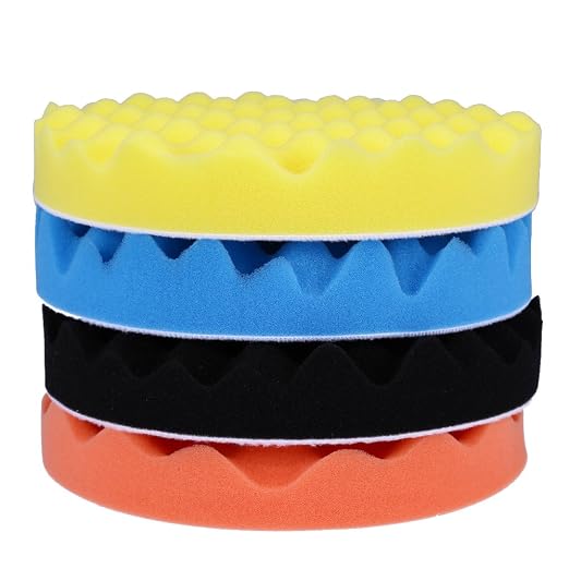 7inch(180mm) Car Sponge Buffing Pad Soft Wave Foam Pad Polishing Sponge Pads Kit for Car Polisher-4Pack