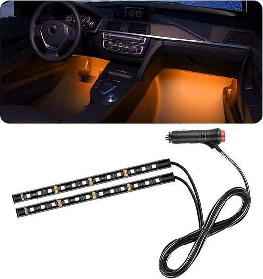 povtii Car LED Strip Light, 24 LED RGB Auto Under Dash Interior Atmosphere Lights, USB Vehicle Decorative Lamp Ambient Night Light Strip, Lighting Kit Car Accessories (Orange, Cigarette Lighter)