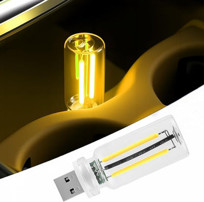 LED Car Interior Light, Touch Control USB Night Lamp, Retro Style Ambient Lighting for Auto, Bedroom, Desk (Yellow Light)