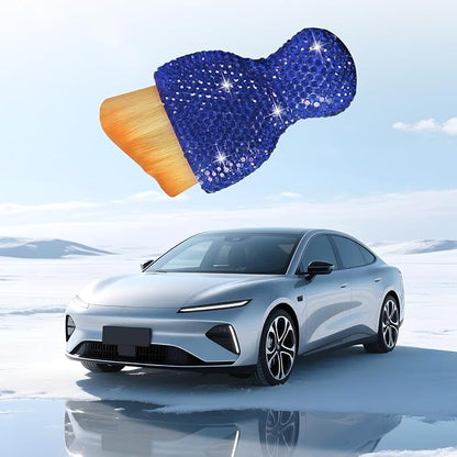 Bling Car Detailing Brush, Crystal Rhinestone Non-Scratch Vehicle Cleaning Dust Brush for Air Vent & Dashboard, Soft Bristles Automotive Interior Cleaning Tool, Universal Fit (Blue)
