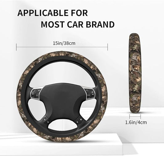 Camo Steering Wheel Covers Non Slip Neoprene Universal 15 Inch Steering Wheel Protector Car Cover for Men Women