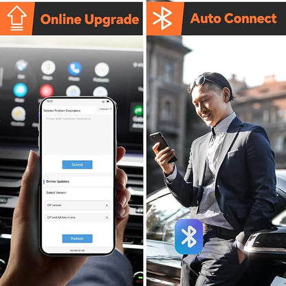 CarlinKit MINI Ultra 2026 Orange - Wireless CarPlay Adapter | Wired to Wireless | Plug & Play | for with iPhone (iOS 10+) & Androi.d (Andro.id 11+) | for Cars OEM CarPlay & Android Auto (2016+)