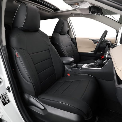 EKR Rav4 Seat Covers Custom Fit for Toyota Rav4 2016 2017 2018(Hybrid) LE,SE,XLE,Limited, Leather Car Seat Cover Full Set for SUV,Faux Leather(Black)