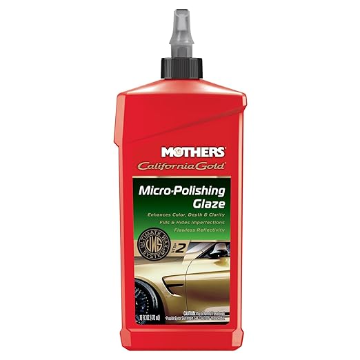 Mothers California Gold Micro-Polishing Glaze, 16 oz. — Ultimate Wax System Step 2, Adds Vibrance, Depth & Clarity to Paint & Clearcoats, Enhances Reflectivity, Especially on Dark Colors (08100)