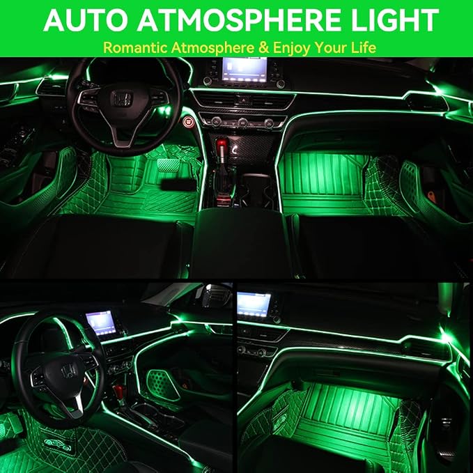 El Wire Lights for Car, Green El Wire Car Interior Neon Lights 16FT/5M Car Led Strip Light Interior USB 5V for Car Garden Party Decoration