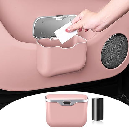 HOLDCY Car Trash Can, Waterproof Multi‑Functional Auto Trash Bin for Door/Console/Seat Back, Universal Vehicle Garbage Can for Car/Truck/SUV Drivers (Pink)