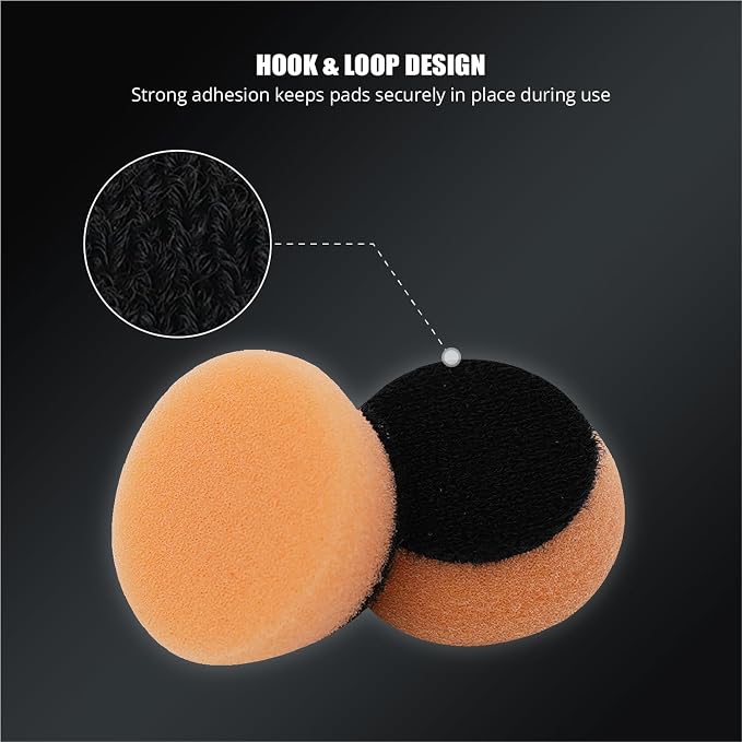 SPTA T40 Orange Mini Medium-Cut Polishing Pads Sets, 5Pcs 1.3inch/32mm Sponge Polishing Buffing Pads, Car Foam Detail Polishing Pad Kit for Car Detail Polishing, Small Area Polishing -FPTSS1O