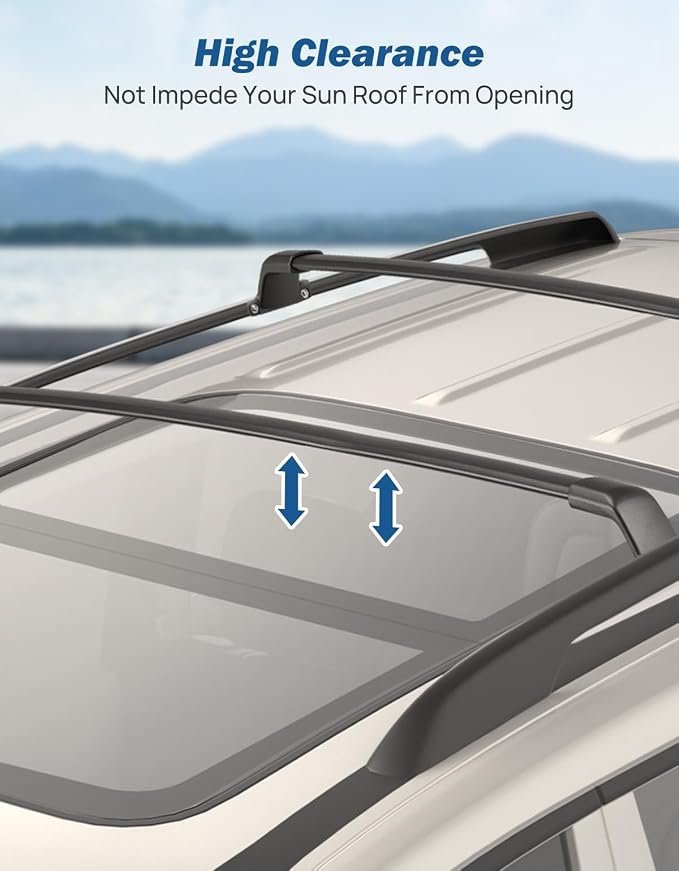 JOYTUTUS Roof Rack Cross Bars Compatible with Nissan Pathfinder 2022-2025 SV SL Platinum w/Raised Side Rails, Anti-Rust Crossbars for Cargo Carrier Kayak Canoe Bike, 220 LBS