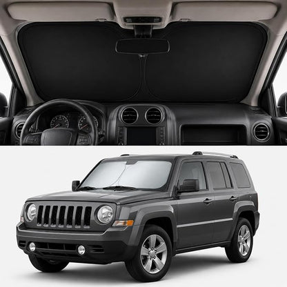 Patriot Renegade Windshield Sun Shade, Custom Fit Foldable Front Window Sunshade Visor, UV and Heat Block Interior Protector, Fits 2007–2025 Patriot and 2015–2025 Renegade