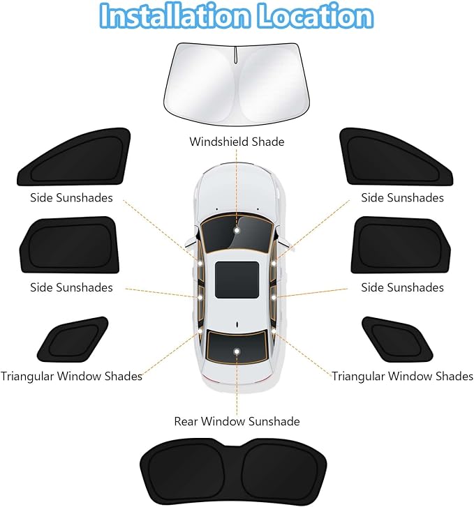 KUST Car Window Shades for 2022-2025 2026 Nissan Pathfinder Accessories Windshield Sun Shade Side Rear Window Covers Sunshade Privacy Protection for Camping Blackout UV Block Full Set 8PCS