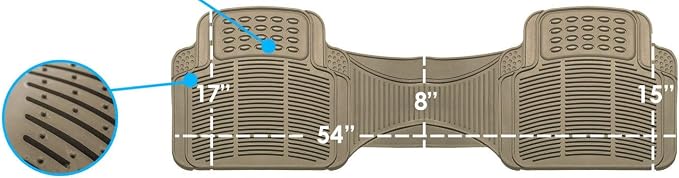 FH Group Car Floor Mats - Heavy-Duty Rubber Floor Mats for Cars, Universal Fit Rear Set, Trimmable Automotive Floor Mats, ClimaProof Floor Mats For Most Sedan, SUV, Truck Floor Mats Beige
