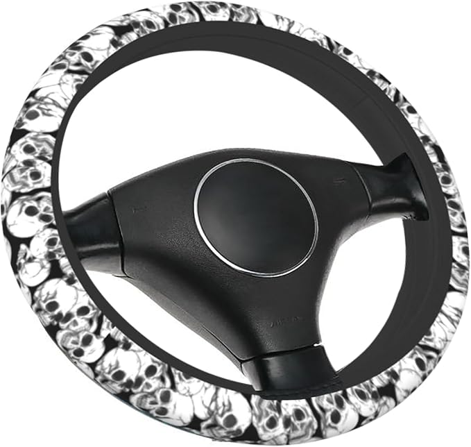 Halloween Skull Steering Wheel Cover, Anti-Slip Skeleton 15 Inches Car Steering Wheel Cover for Women Men, Neoprene Floral Car Accessories Protective Case for Vehicle Truck SUV