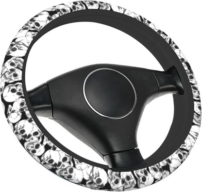 Halloween Skull Steering Wheel Cover, Anti-Slip Skeleton 15 Inches Car Steering Wheel Cover for Women Men, Neoprene Floral Car Accessories Protective Case for Vehicle Truck SUV