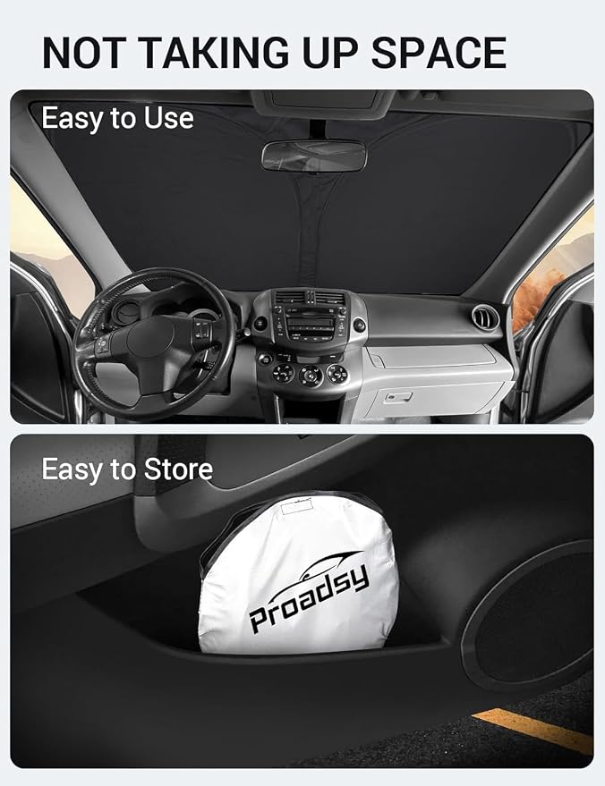 Proadsy 2026 Upgrade Front Windshield Sun Shade Foldable Sunshade Protector Custom Fit 2006-2012 RAV4 SUV Crossover, LE XLE Premium Limited XSE Hybrid Adventure Accessories