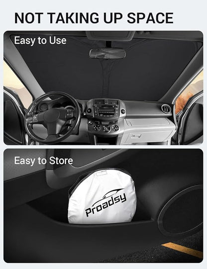 Proadsy 2026 Upgrade Front Windshield Sun Shade Foldable Sunshade Protector Custom Fit 2006-2012 RAV4 SUV Crossover, LE XLE Premium Limited XSE Hybrid Adventure Accessories