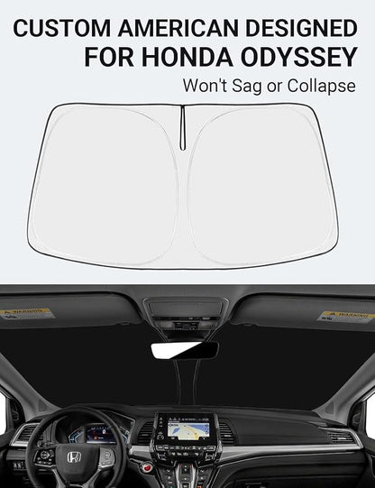 Proadsy Windshield Sun Shade for Honda Odyssey 2018-2025 2026 LX,EX,EX-L,Touring,Elite Minivan 4-Layer Foldable Front Sunshade Protector Sun Visor Blocks UV Rays Keep Car Cooler Accessories