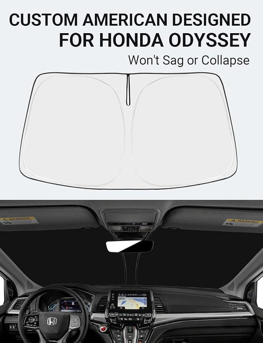 Proadsy Windshield Sun Shade for Honda Odyssey 2018-2025 2026 LX,EX,EX-L,Touring,Elite Minivan 4-Layer Foldable Front Sunshade Protector Sun Visor Blocks UV Rays Keep Car Cooler Accessories