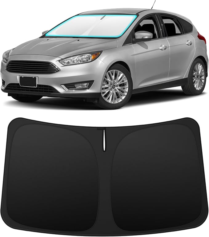 INSAUTO Custom Fit Windshield Sun Shade Accessories for Ford Focus 2012-2018, Foldable Front Window Sunshade, UV & Heat Reflector, Keeps Interior Cool, Includes Storage Bag