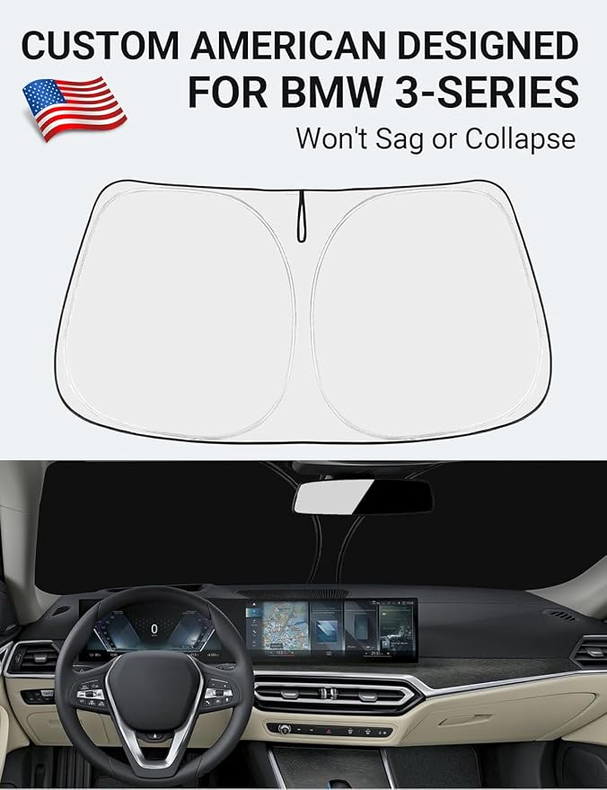 Proadsy 2026 Upgrade Front Windshield Sun Shade Foldable Sunshade Protector Custom Fit 2019-2025 BMW 3-Series 3 Series 330i Luxury, Sport Line, M Sport, M340i Sedan Accessories