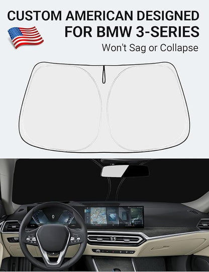 Proadsy 2026 Upgrade Front Windshield Sun Shade Foldable Sunshade Protector Custom Fit 2019-2025 BMW 3-Series 3 Series 330i Luxury, Sport Line, M Sport, M340i Sedan Accessories