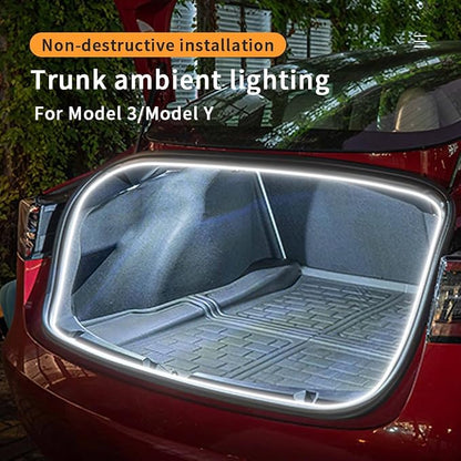 Trunk LED Light Strip for Tesla Model 3 2018-2023 - Waterproof & Easy Installation Interior Lighting Bar with Flexible Silicone, Trunk Ambient Lighting Accessories (DC 15V, Cool White)