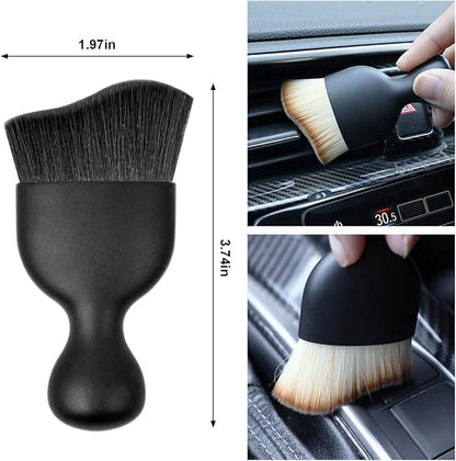BELOMI Car Detailing Brush, Auto Interior Dusting Brush, Car Soft Bristle Cleaning Tool, Universal Car Interior Crevice Brush for Dashboard, Air Conditioner Vents, Leather, Computer (Black)