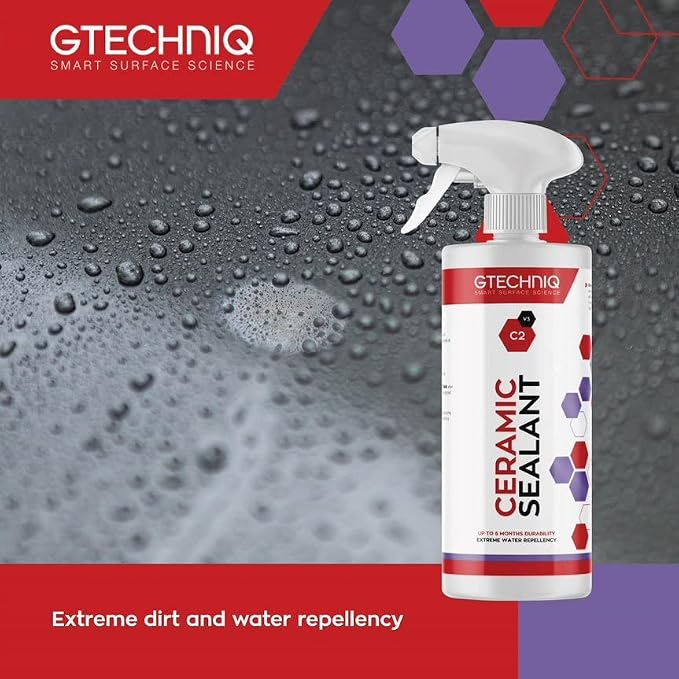 Gtechniq C2 Ceramic Sealant for Cars 16.9 fl oz | Quick Spray-On Paint Protection, Hydrophobic Barrier Repels Dirt & Water, Long-Lasting Gloss & Easy Application