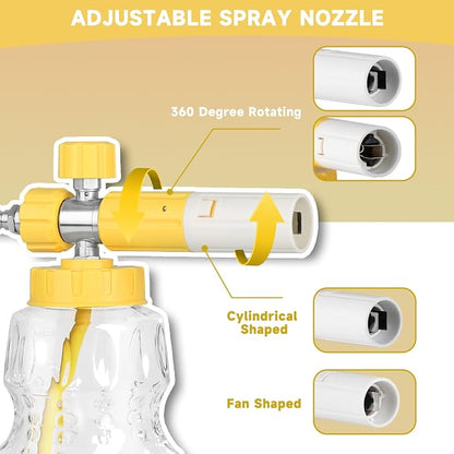 Foam Cannon for Pressure Washer with Dual Connector Accessory, Pressure Washer Double Tip Attachment for Foam Cannon,M22 and 1/4" Quick Connect, 5 Nozzle Tips