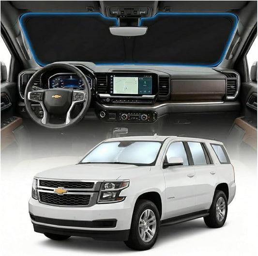 for Chevy Tahoe Sun Shade Windshield Cover - Custom Fit Tahoe Accessories 2015-2020 Sunshade Foldable UV Protection & Heat Shield Sun Visor Accessories
