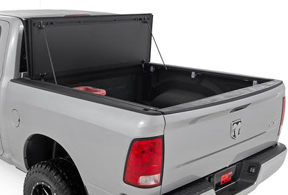 Rough Country Hard Flip Up Truck Bed Tonneau Cover for Ram 1500, Classic (2009-2018) - Fits 5'7" (67.4") Bed, Weather-Resistant, Tri-Fold Aluminum Panels