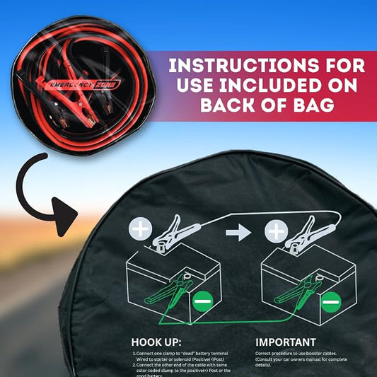 Emergency Zone Roadside Assistance Emergency Car Survival Kit. Basic, Deluxe, Premium, & Add-on's Available. (3 Pack, Heavy Duty Jumper Cables)