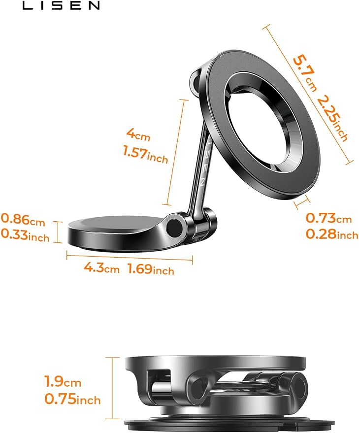 LISEN for MagSafe Car Mount for iPhone 17 Pro Max [24 Strong Magnets] Magnetic Phone Holder for Car Dashboard Magnet Phone Mount Car Cell Phone Holder for iPhone 17 Pro Max 16 15 14 13, Carbon Fiber