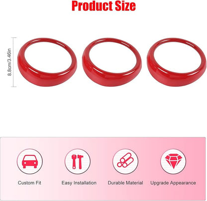 RT-TCZ Center Console Air Conditioner Outlet Vent Trim Cover Ring Interior Accessories for Ford Mustang 2015-2022,3PCS (Red)