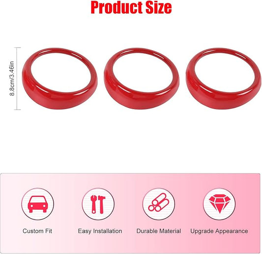 RT-TCZ Center Console Air Conditioner Outlet Vent Trim Cover Ring Interior Accessories for Ford Mustang 2015-2022,3PCS (Red)