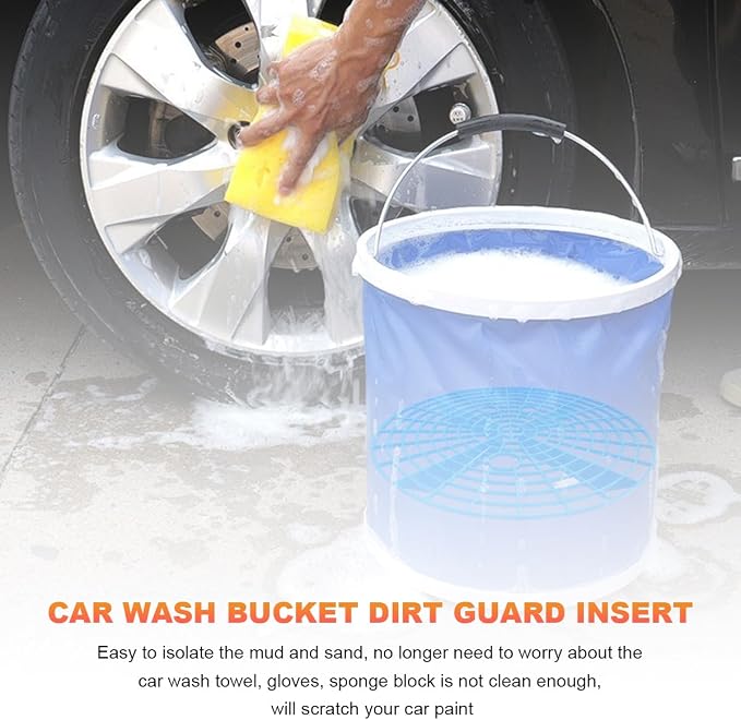 2 PCS Car Wash Bucket Inserts, Auto Detail Dirt Gaurd Buckets Filter Helps Remove Dirt Debris, Dirt Guard Insert Wash Filter Fits 12 Inch Diameter Bucket or 3-5 Gallon Buckets (Blue)
