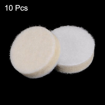 HARFINGTON 10pcs Wool Felt Polishing Pads, 1 inch Buffing Wheel Polish Pad Flocking Hook & Loop Back for Car Glass Plastic Metal Stone