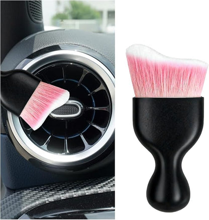 Car Interior Detailing Brush, Curved Soft Bristles Vehicle Removal Dust Collectors, Scratch-Free Automotive Cleaning Tool Accessories, Universal for Truck SUV Sedan (Pink White Bristle)